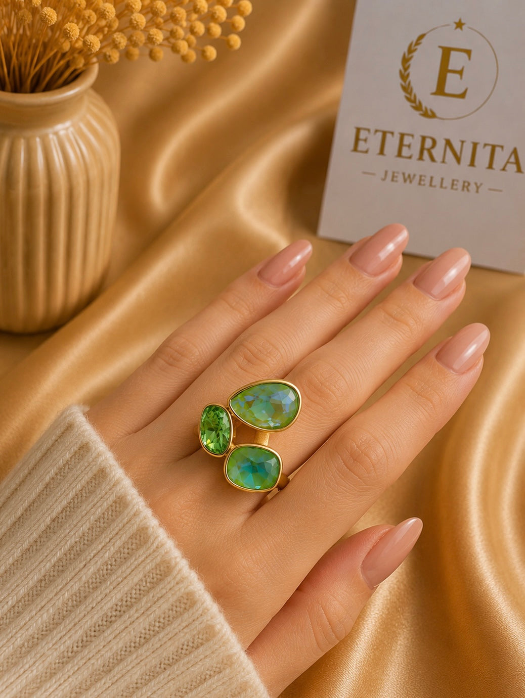 Bague Réglable Éclat Vert