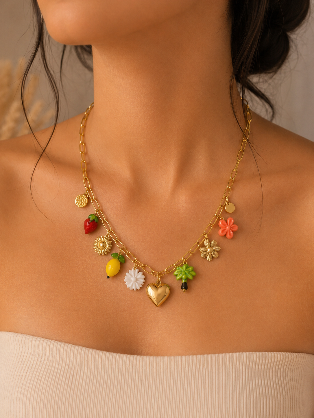 Collier Charms Jardin d’Été Doré