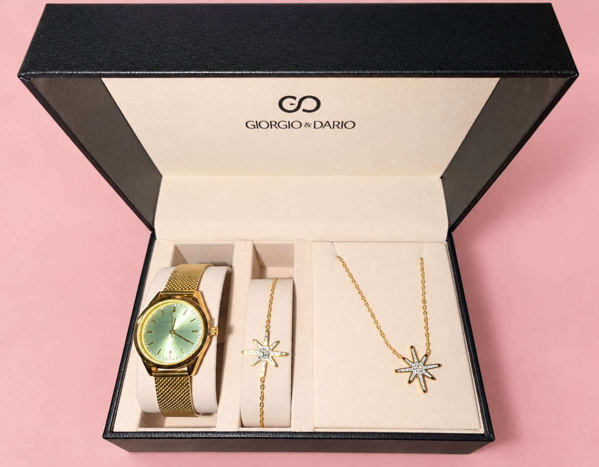 Coffret Montre Femme – Étoile Dorée – réglable – Giorgio & Dario ⌚ ✨
