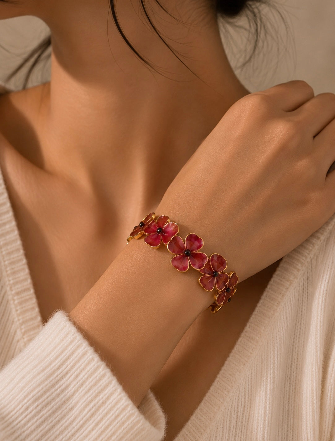 Bracelet Fleurs Bordeaux