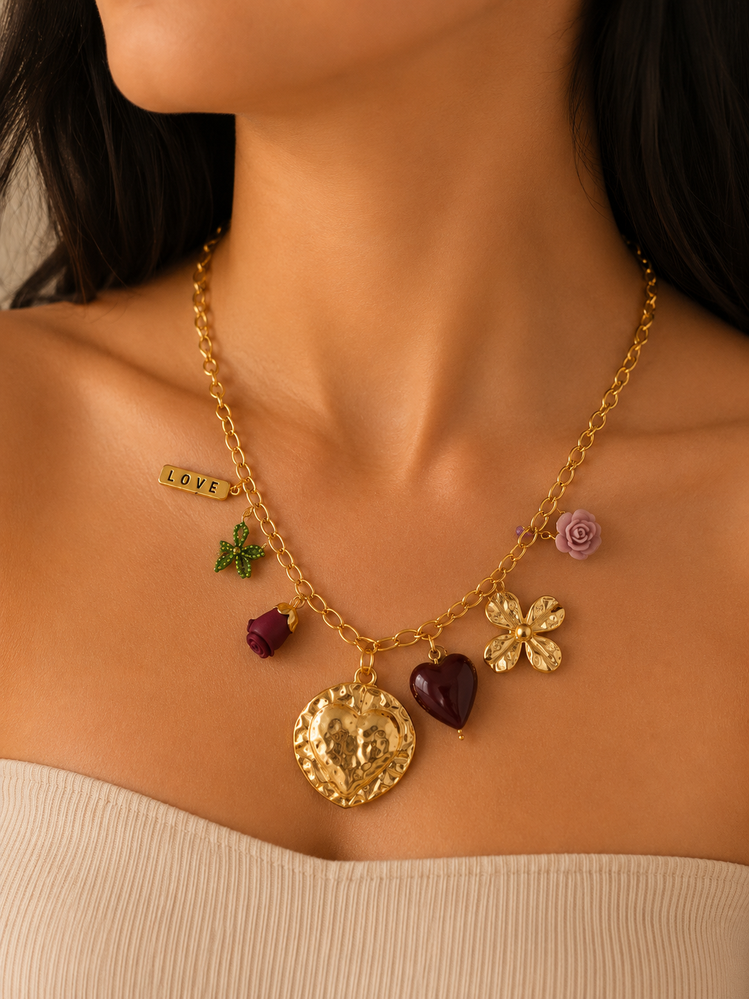 Collier Charms Romantique Doré