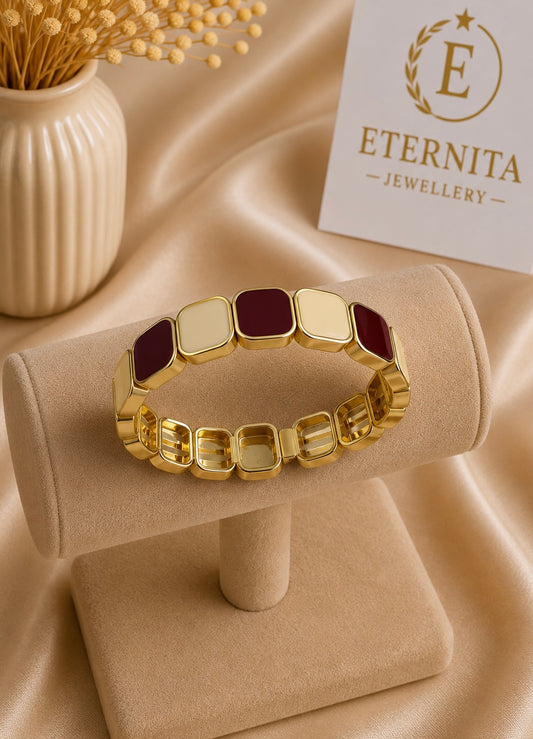 Bracelet Élégance Bordeaux & Ivoire
