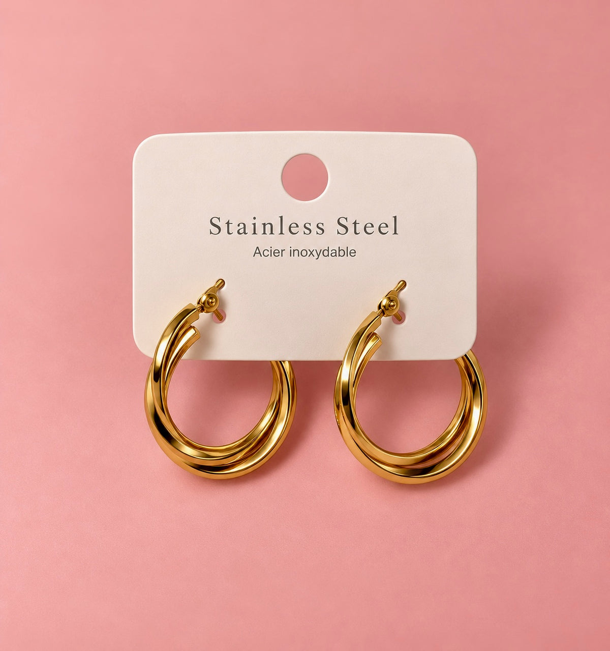 ✨ Boucles d’oreilles Créoles Doubles Dorées