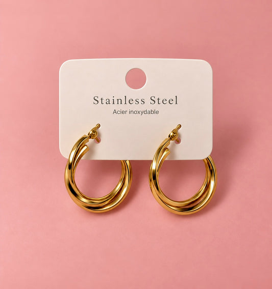 ✨ Boucles d’oreilles Créoles Doubles Dorées